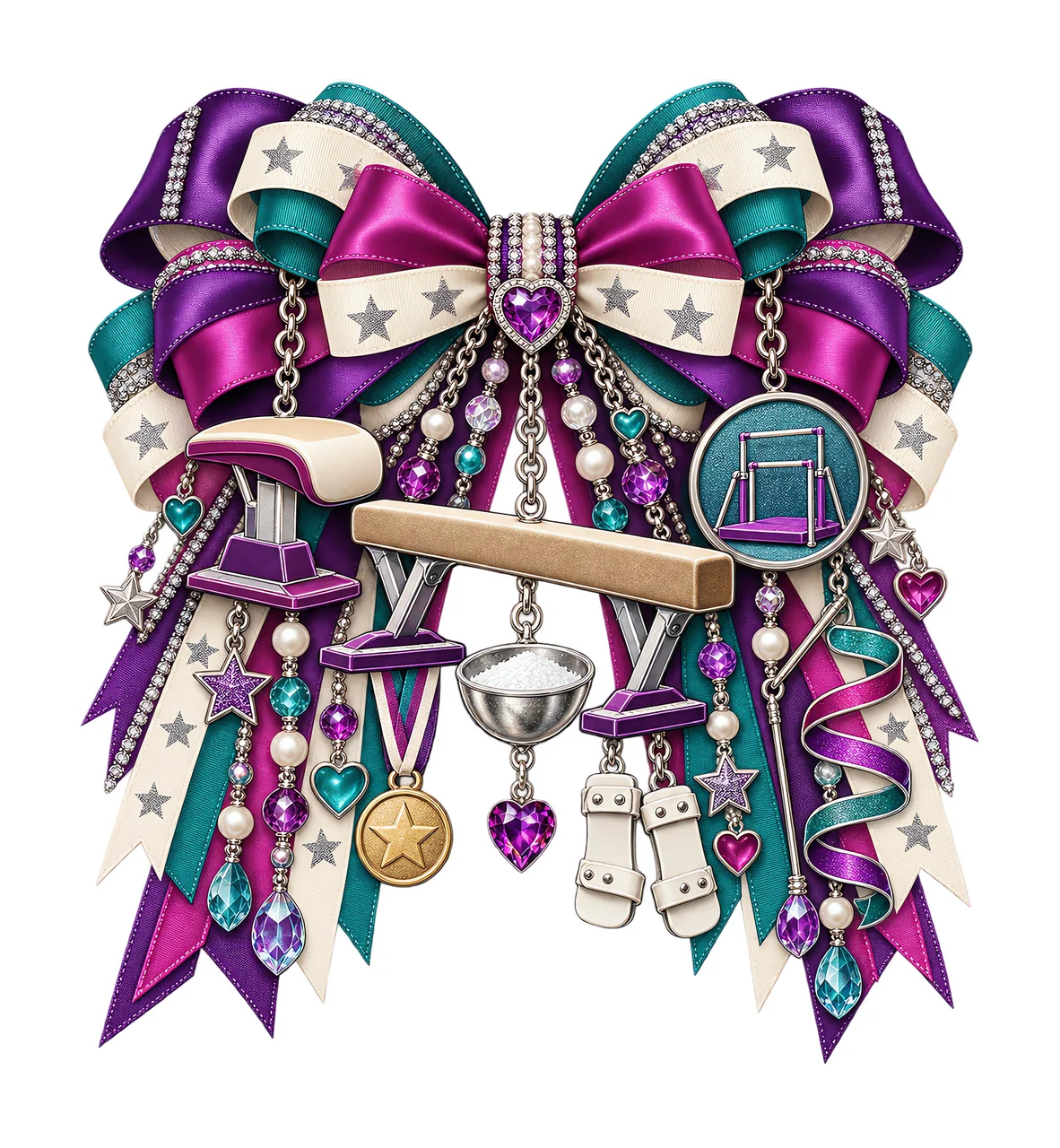 Gymnastics PNG, Balance Beam and Gymnastic Rings Coquette Bow, No Text Sublimation Clipart, Transparent Digital Download