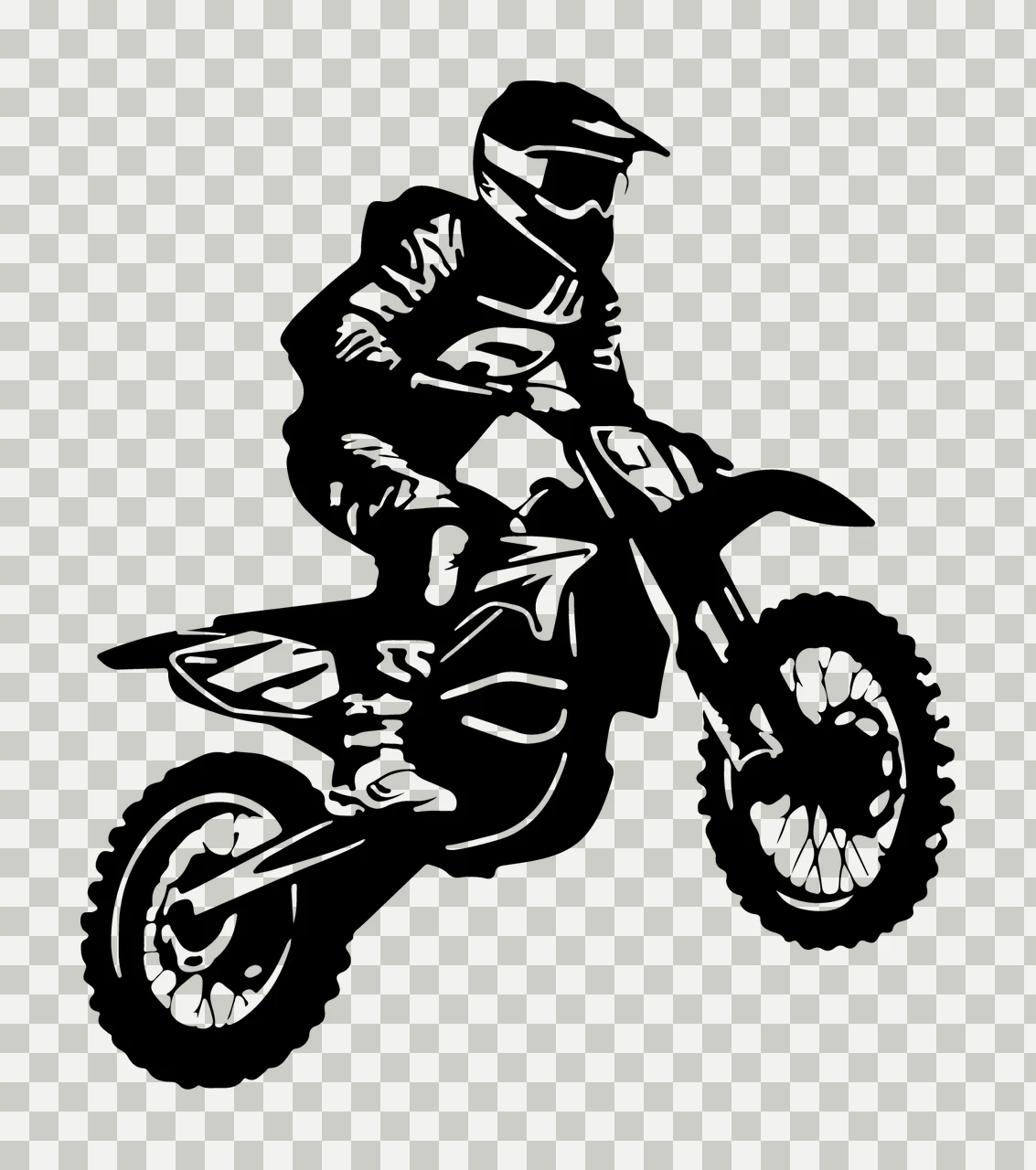 Motocross Rider Jumping Black Silhouette motorcycle helmet transparency and detail preview thumbnail