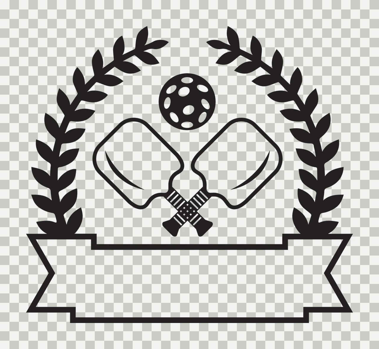 Pickleball Paddle Wreath Banner Badge equipment displayed paddles transparency and detail preview thumbnail
