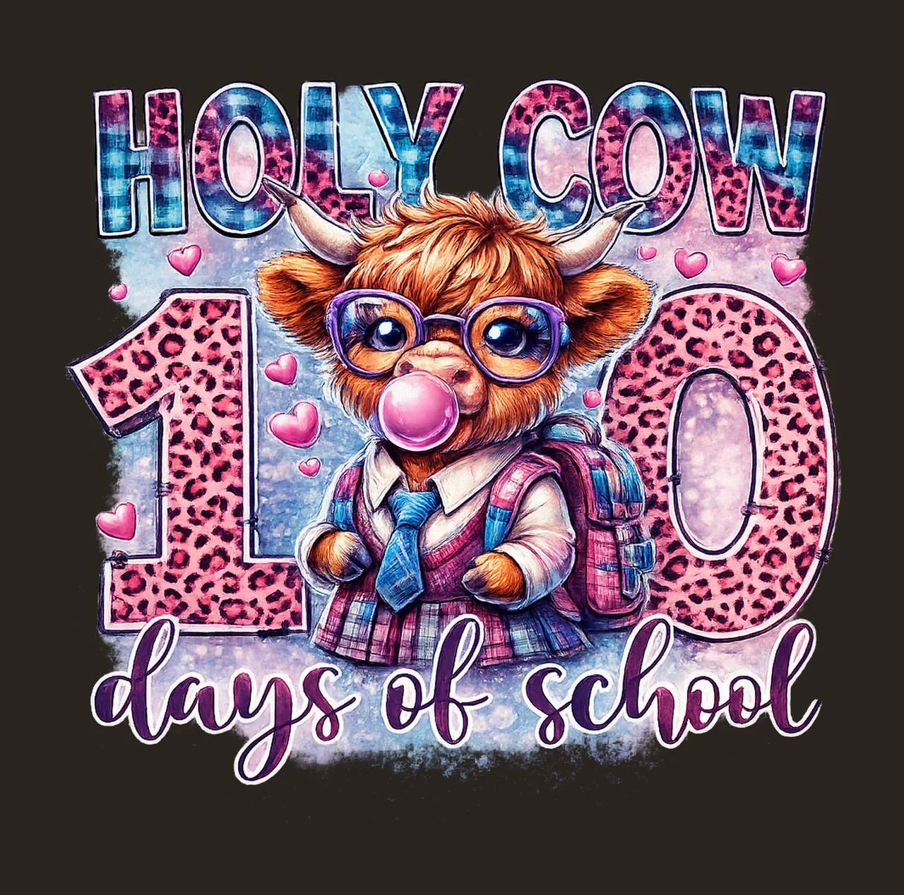 Leopard 100 days bruh Happy 100 days of school Highland cow contrast preview thumbnail