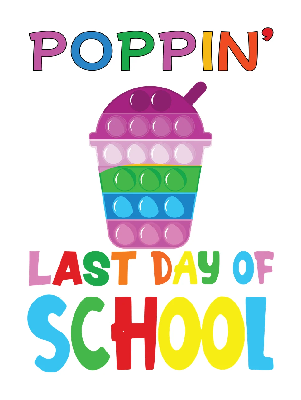 Poppin Last Day Of School Cup Graphic straw silhouette black
