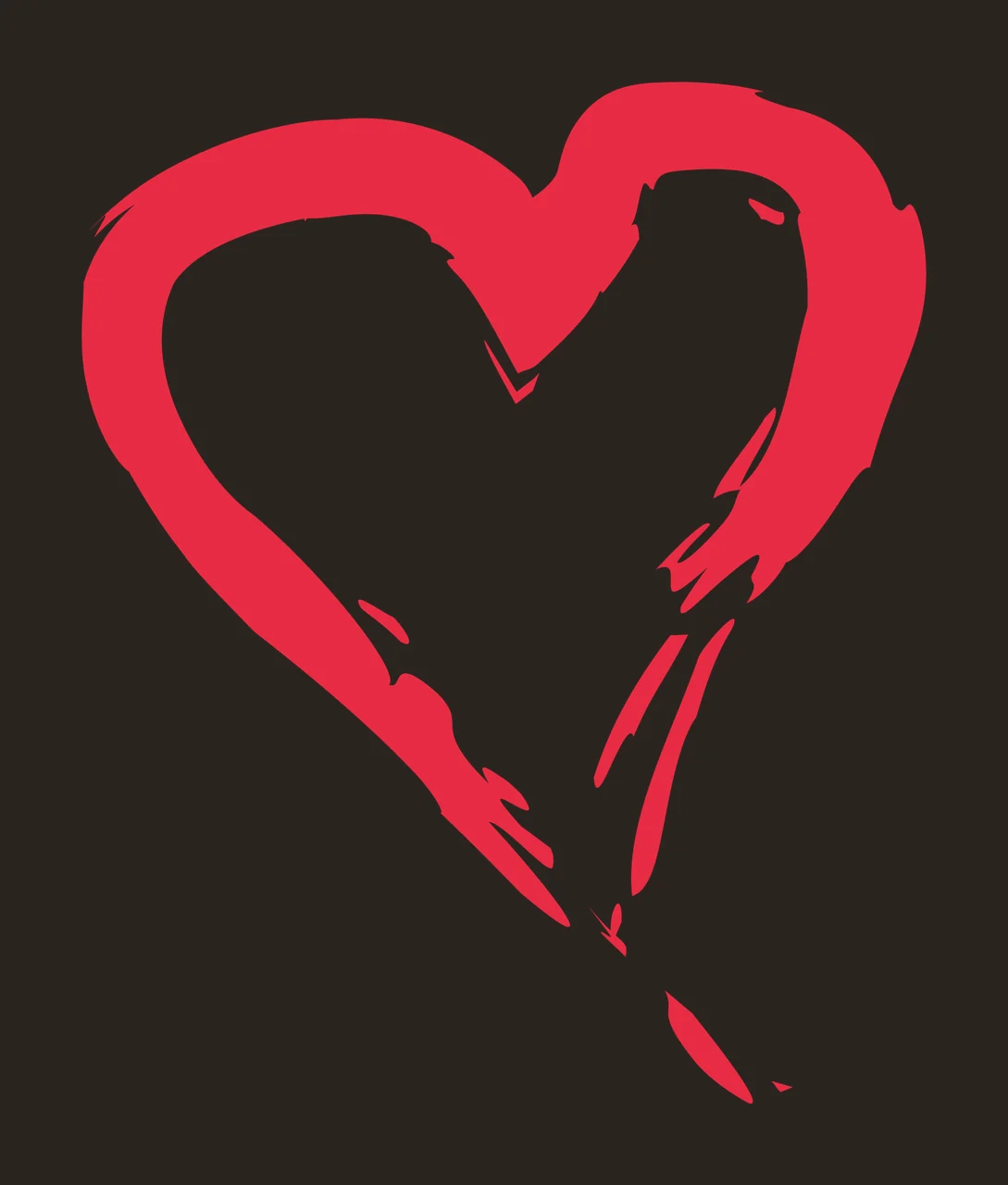 Brush Heart Outline In Stroke Style black white symbol and contrast preview thumbnail