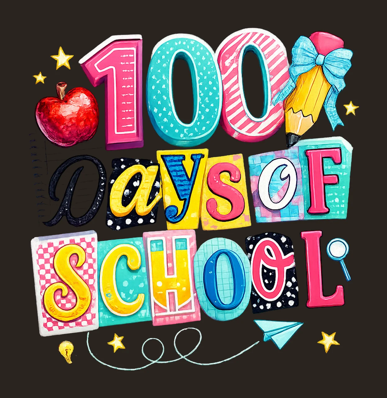 100 Days of School Coquette 100 Days of School Teacher contrast preview thumbnail