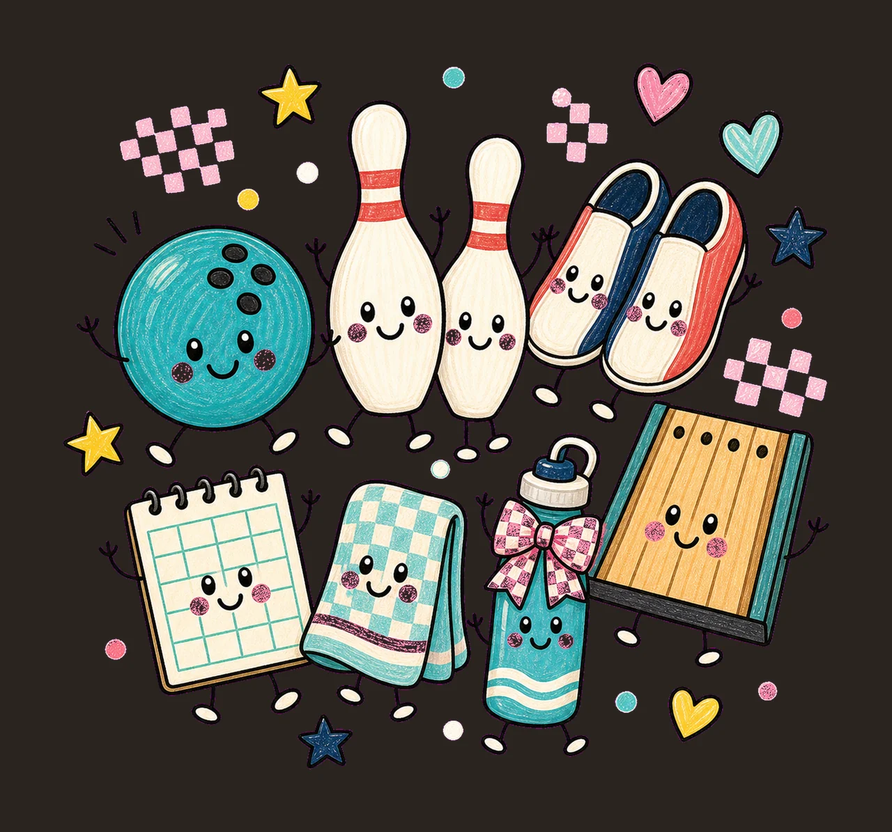 bowling 02 preppy checker sublimation instant shirt design contrast preview thumbnail