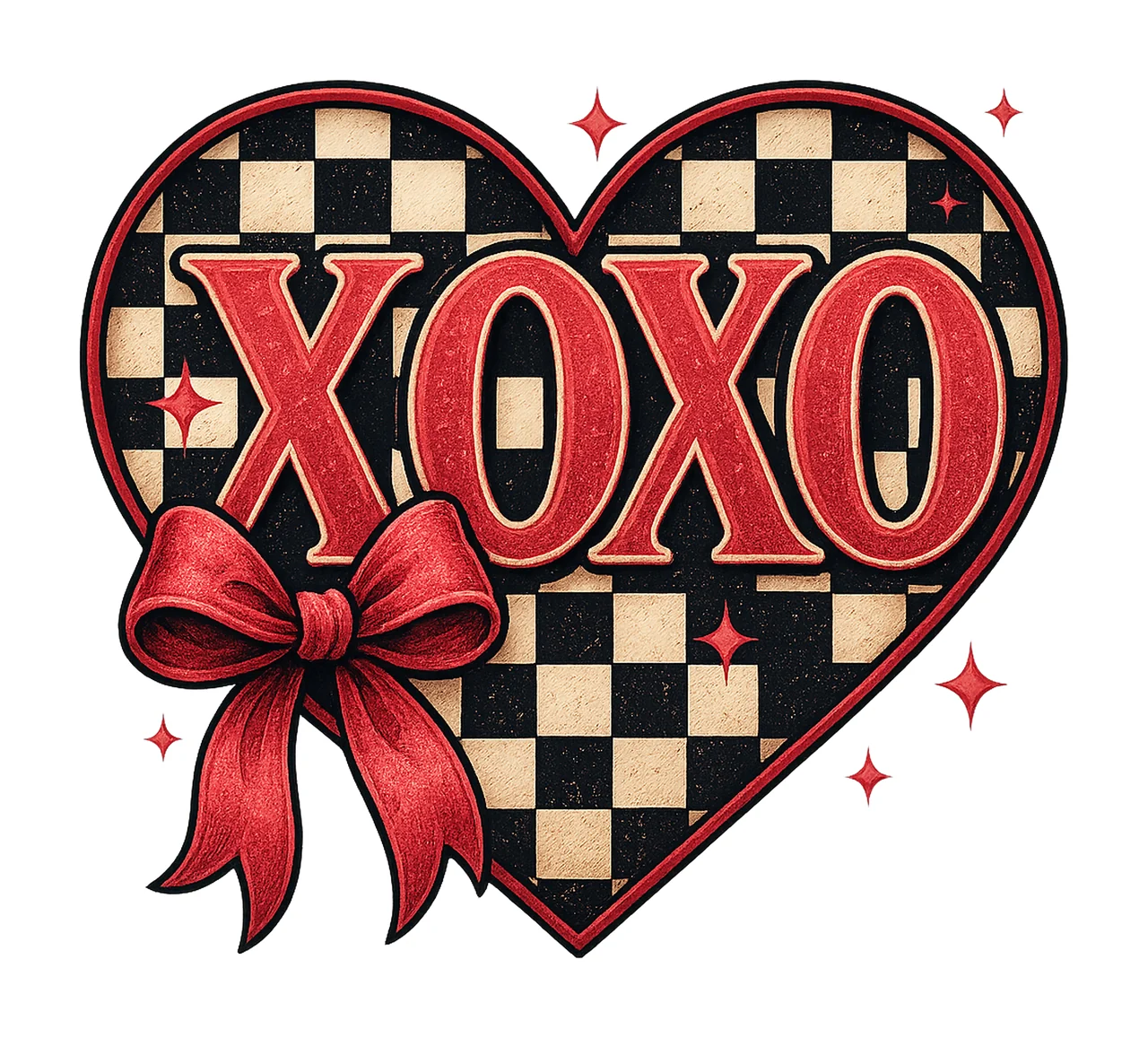 Xoxo checkered heart retro valentines shirt design valentine