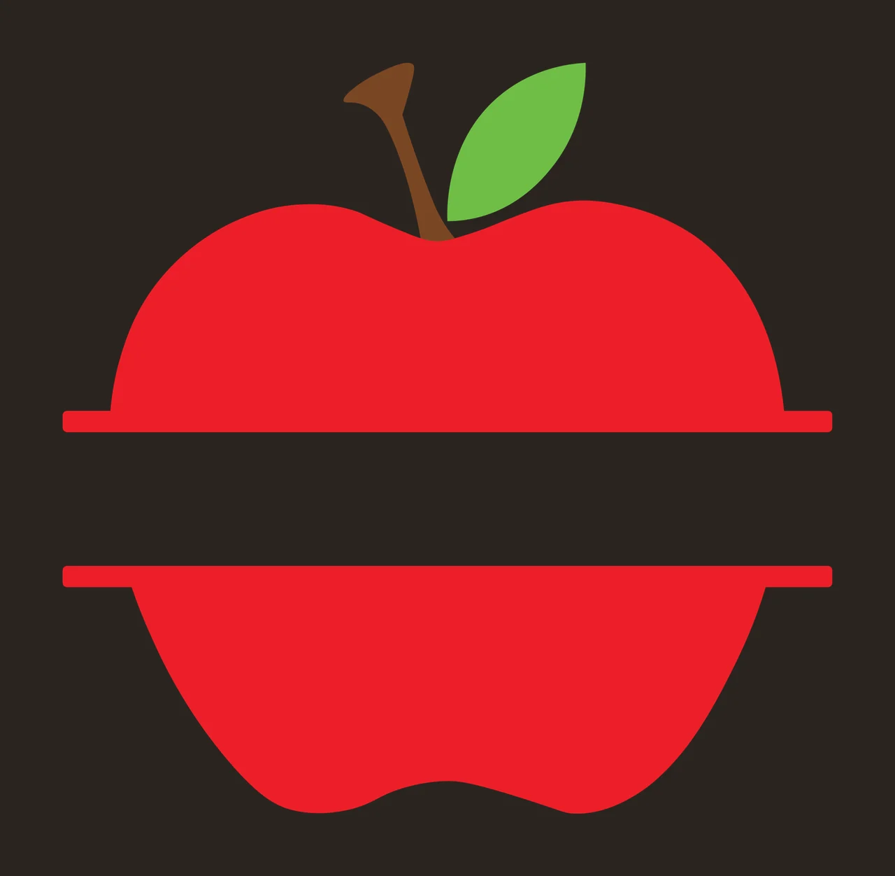 Red Apple Framing With Leaf And Split minimalist frame brown contrast preview thumbnail