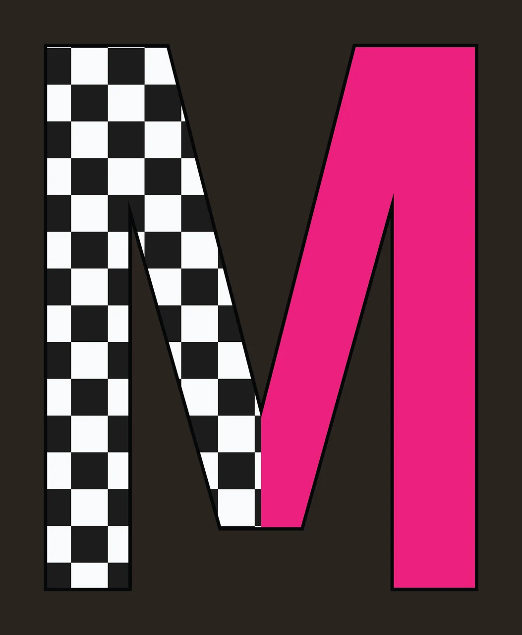 Can Glass Wrap M Letter With Checkerboard Pattern contrast preview thumbnail