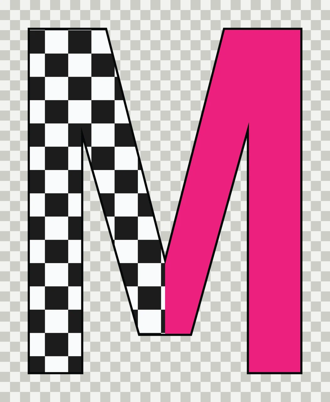 Can Glass Wrap M Letter With Checkerboard Pattern transparency and detail preview thumbnail