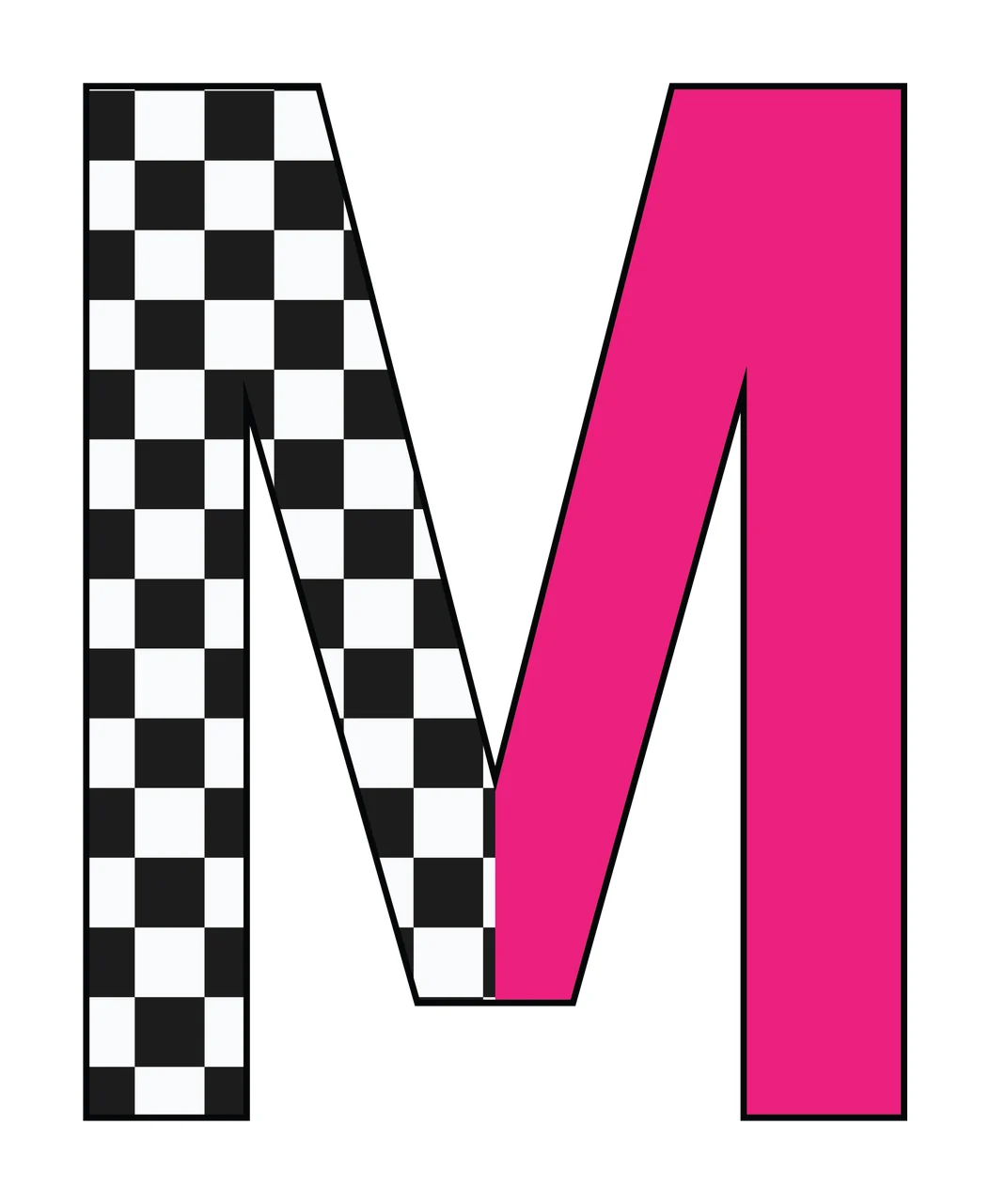 Can Glass Wrap M Letter With Checkerboard Pattern