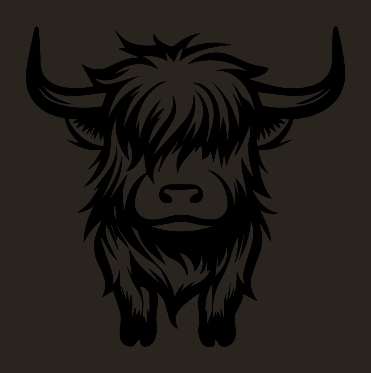 Highland Cow Scottish Cattle Head Silhouette looking horns contrast preview thumbnail