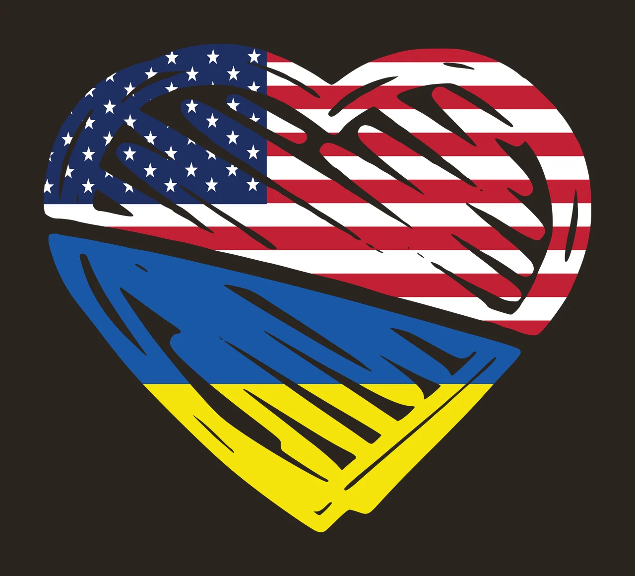 Heart Shape With Stars And Stripes patterned black plain pattern contrast preview thumbnail