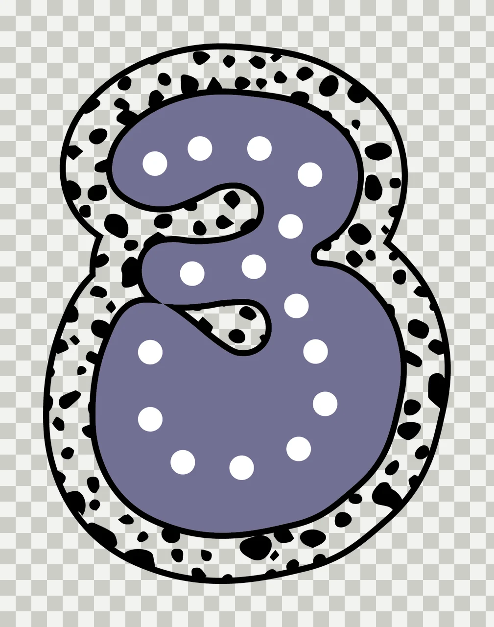 Dalmatian Dots Font Race Doodle Character 28 racing checkered flag transparency and detail preview thumbnail