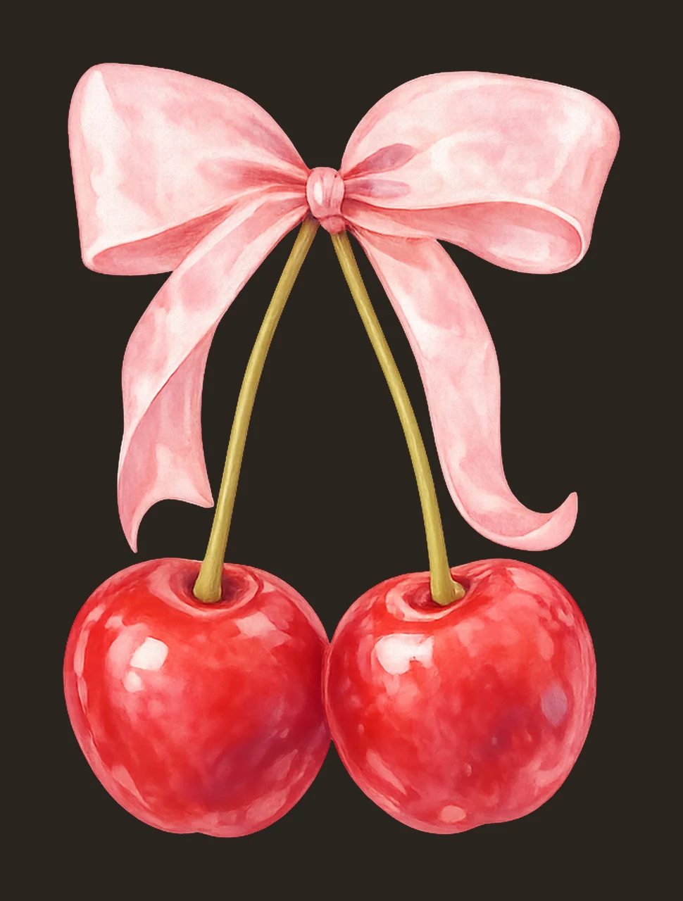 Trendy Coquette Cherry Soft Girl Era Design Pink Ribbon Bow contrast preview thumbnail