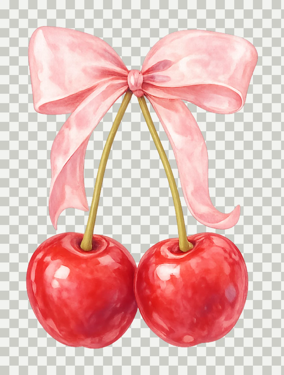 Trendy Coquette Cherry Soft Girl Era Design Pink Ribbon Bow transparency and detail preview thumbnail