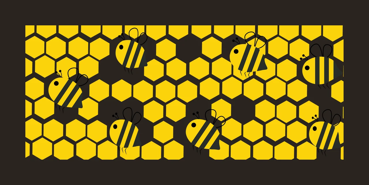 Can Glass Wrap Bees On Black Honeycomb Pattern and Flying Hexagons contrast preview thumbnail