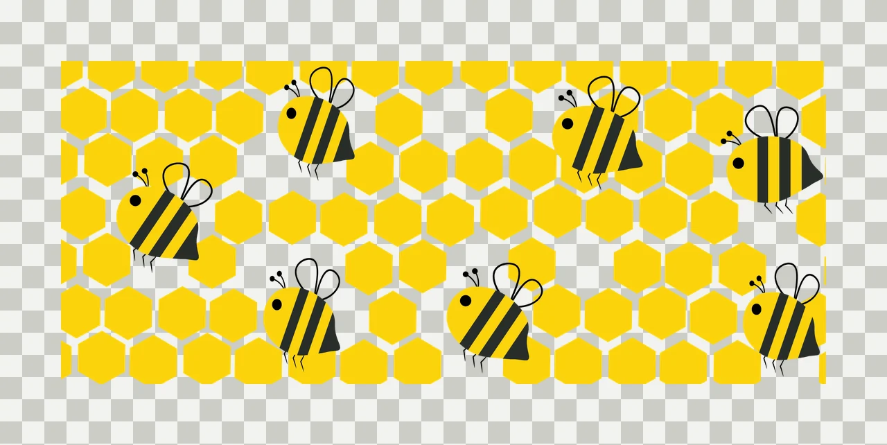 Can Glass Wrap Bees On Black Honeycomb Pattern and Flying Hexagons transparency and detail preview thumbnail