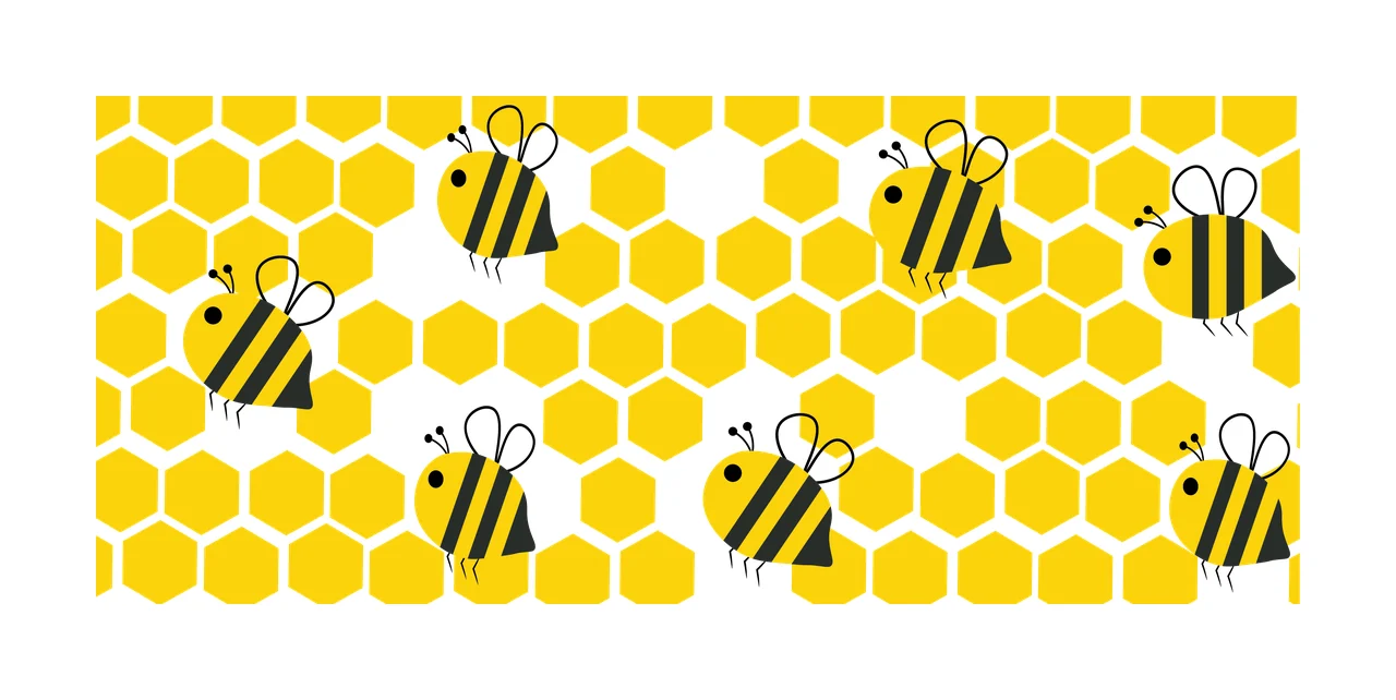 Can Glass Wrap Bees On Black Honeycomb Pattern and Flying Hexagons