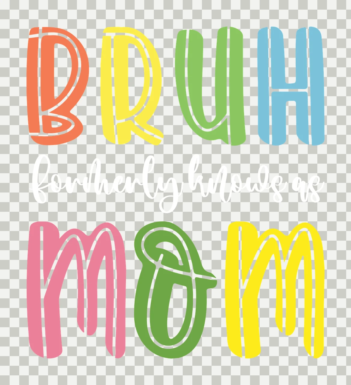 Bruh Formerly Knows As Mom Text typography letters black white transparency and detail preview thumbnail