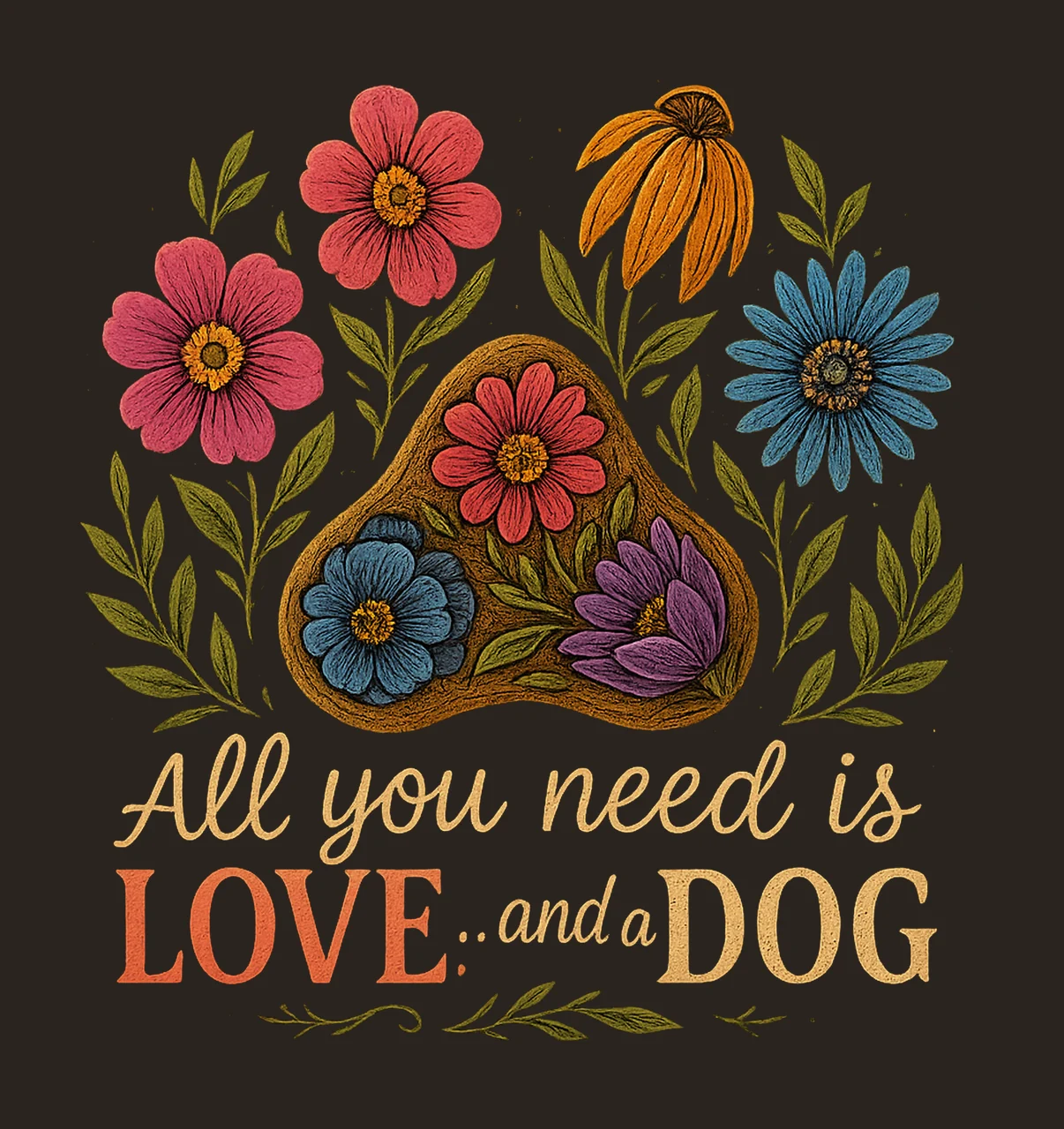 All You Need Is Love And Dog Quotes Sublimation Boho Dog contrast preview thumbnail