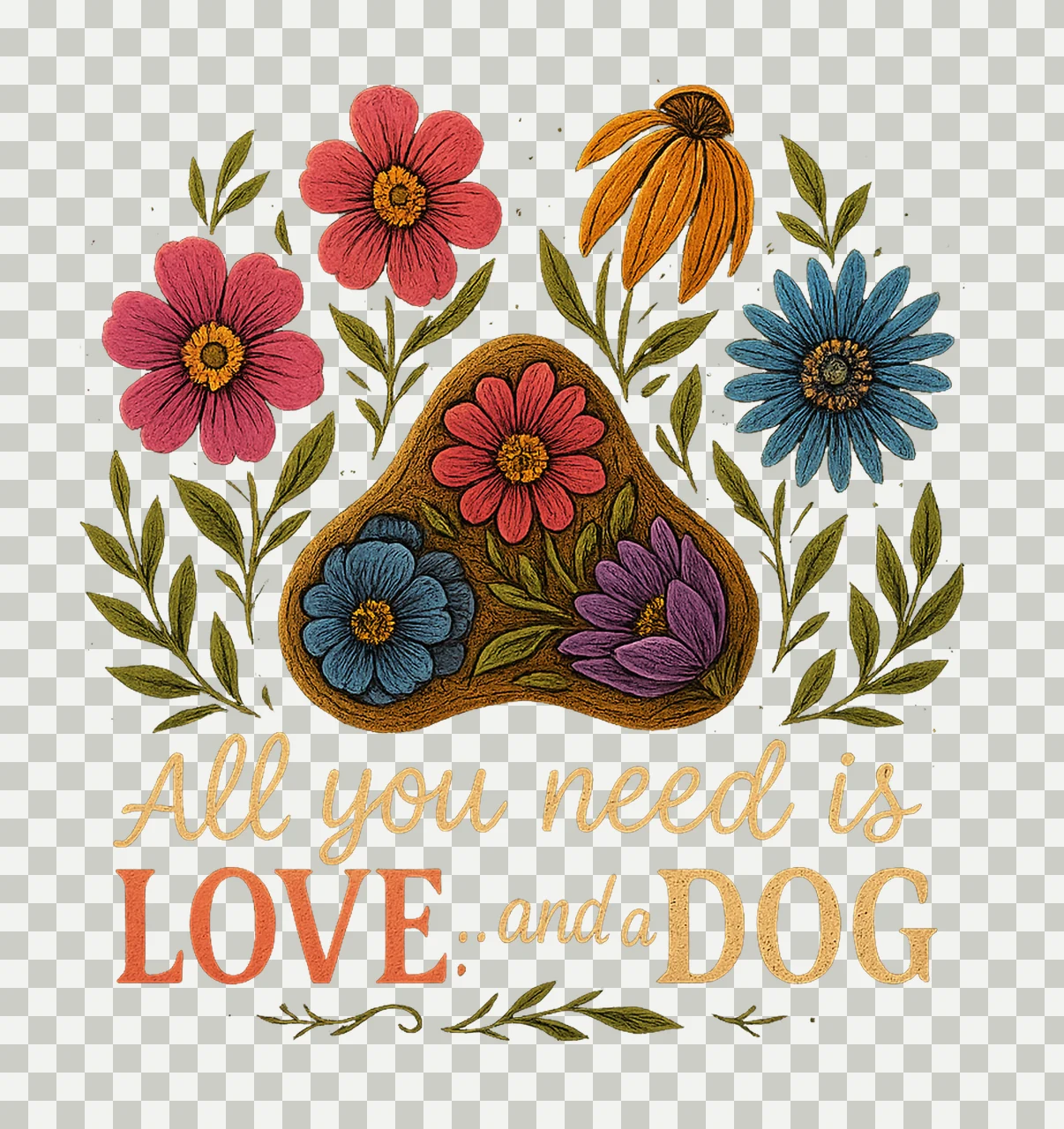 All You Need Is Love And Dog Quotes Sublimation Boho Dog transparency and detail preview thumbnail