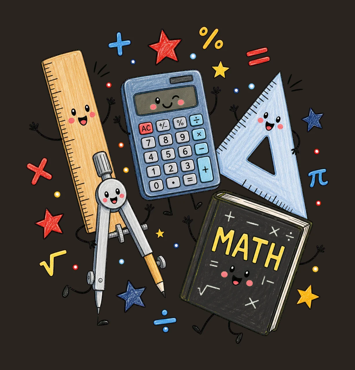 Math Teacher Doodle Characters Geometry Teacher Variation C contrast preview thumbnail