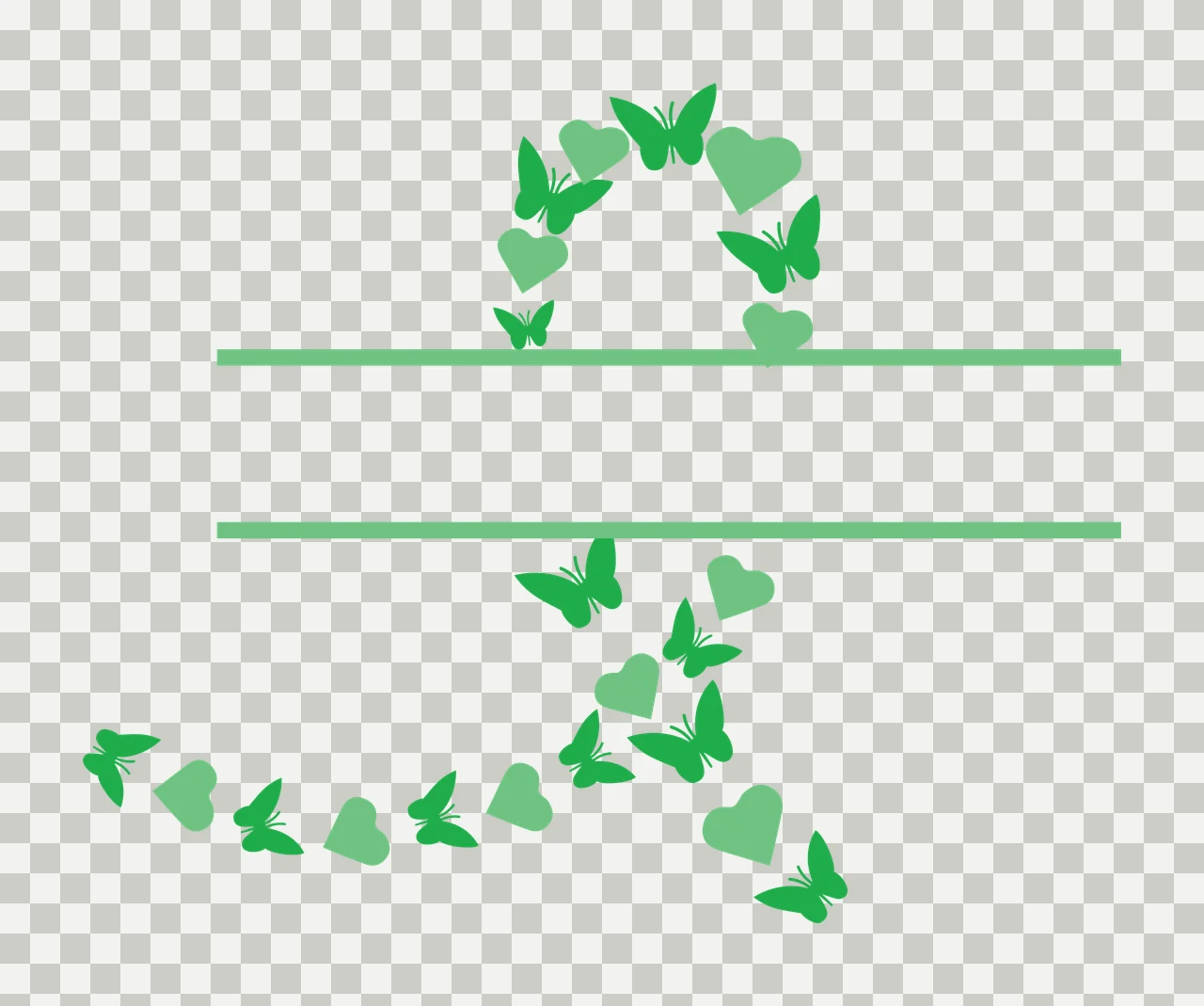Decorative Butterfly And Heart Border Frame With Open forming transparency and detail preview thumbnail
