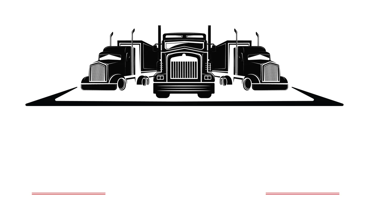 Three Black Truck Silhouettes Aligned Horizontally trucks lines