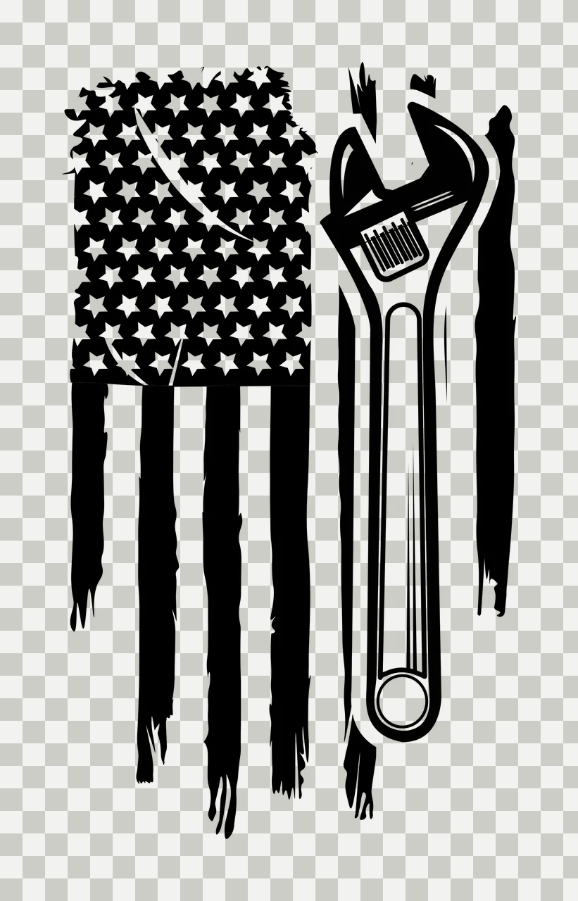 Wrench Overlaid On Distressed Flag Graphic adjustable black transparency and detail preview thumbnail