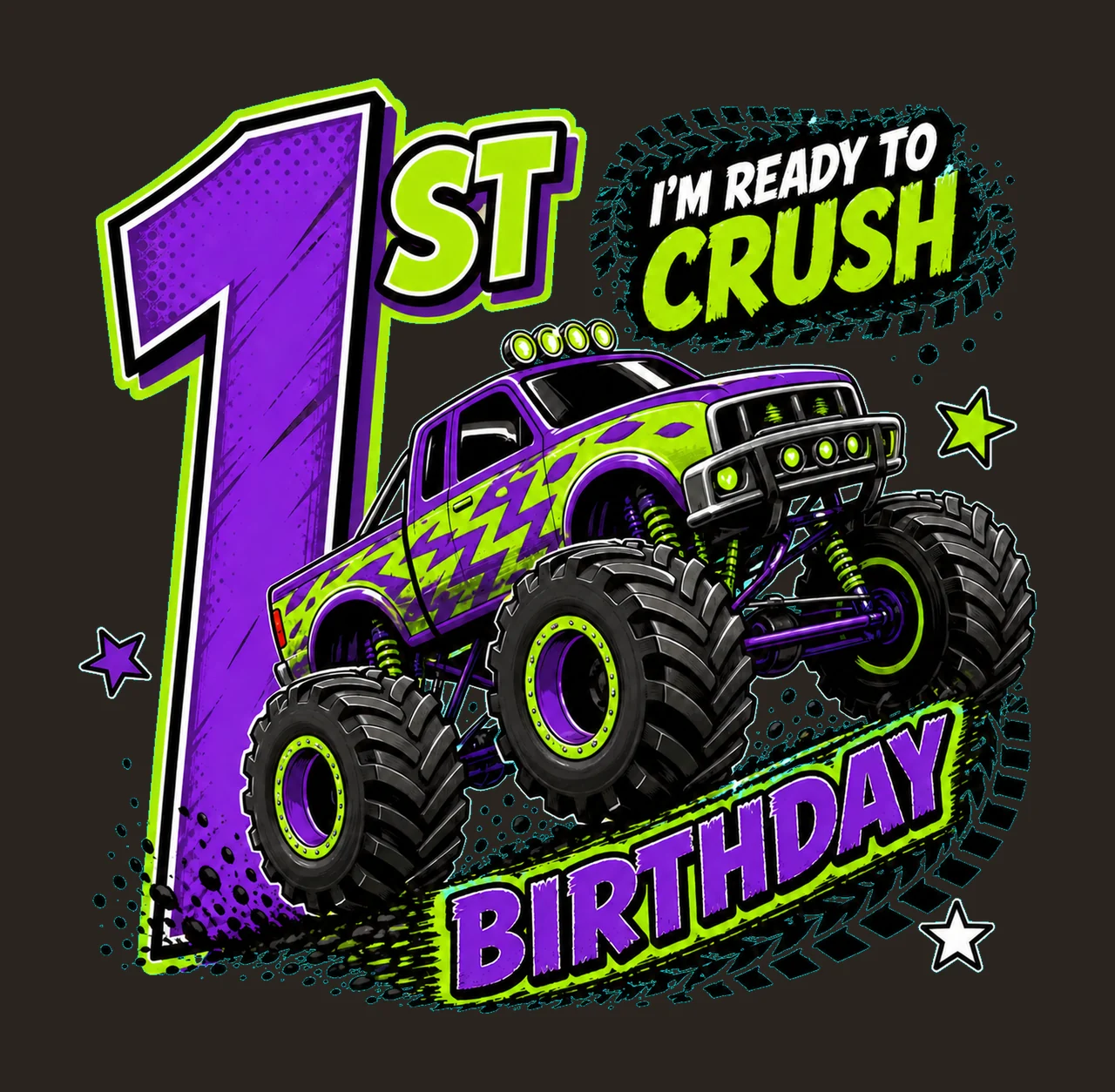 Monster Truck Birthday Ready to Crush 1st Birthday contrast preview thumbnail