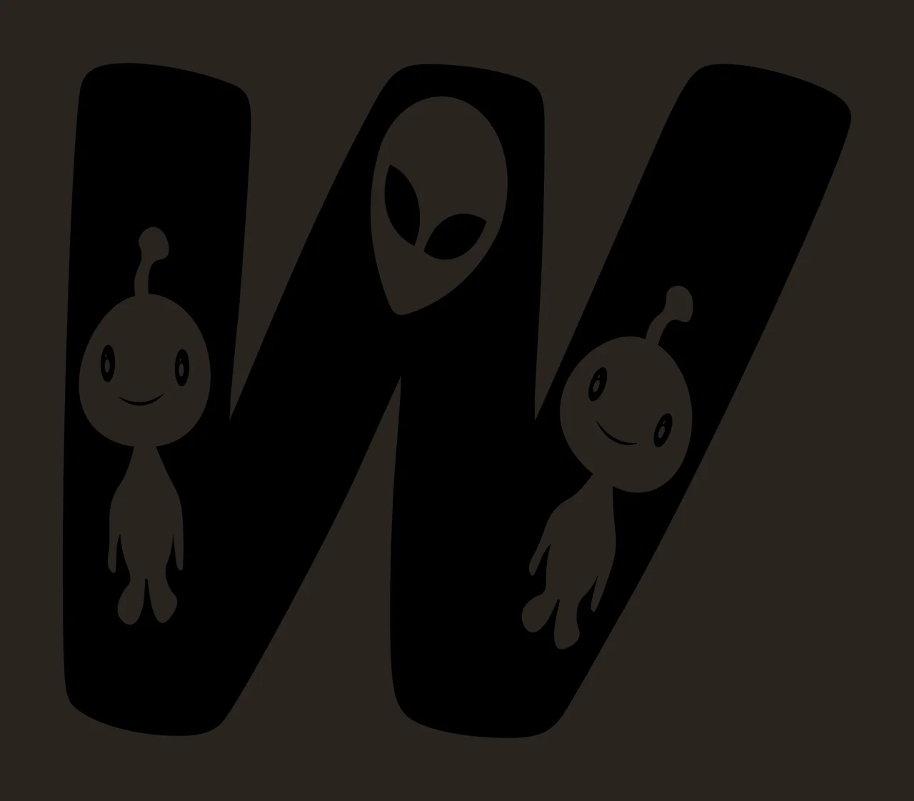 Letter With Aliens And Head In Black contrast preview thumbnail