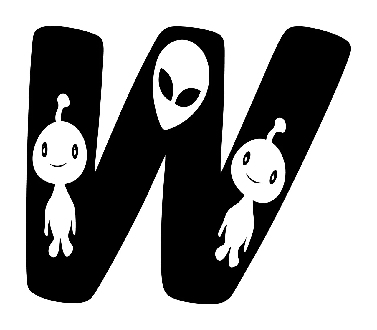 Letter With Aliens And Head In Black