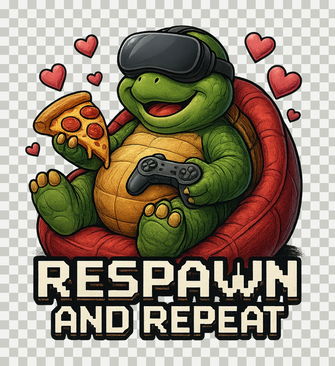 Funny Gamer Dinosaur VR Dino Pizza Respawn Design Gaming transparency and detail preview thumbnail