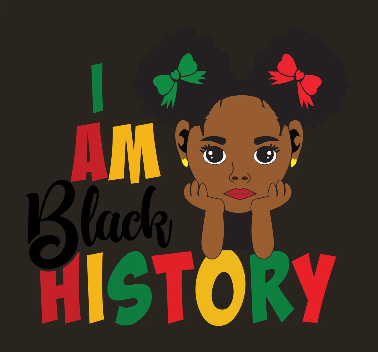 I Am A Black History Text Graphic silhouette curly hair and white contrast preview thumbnail
