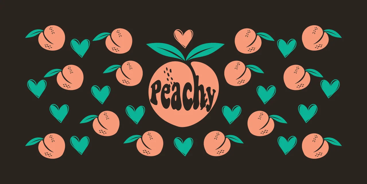 Can Glass Wrap Peachy Text With Fruit Hearts peaches flat graphic contrast preview thumbnail