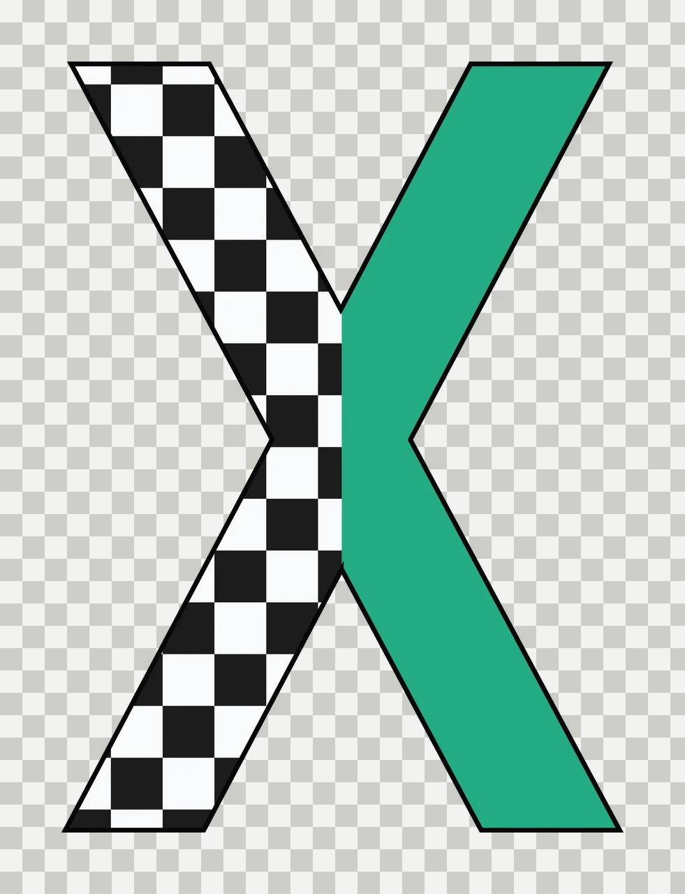 Can Glass Wrap X Letter Checkered And Green transparency and detail preview thumbnail