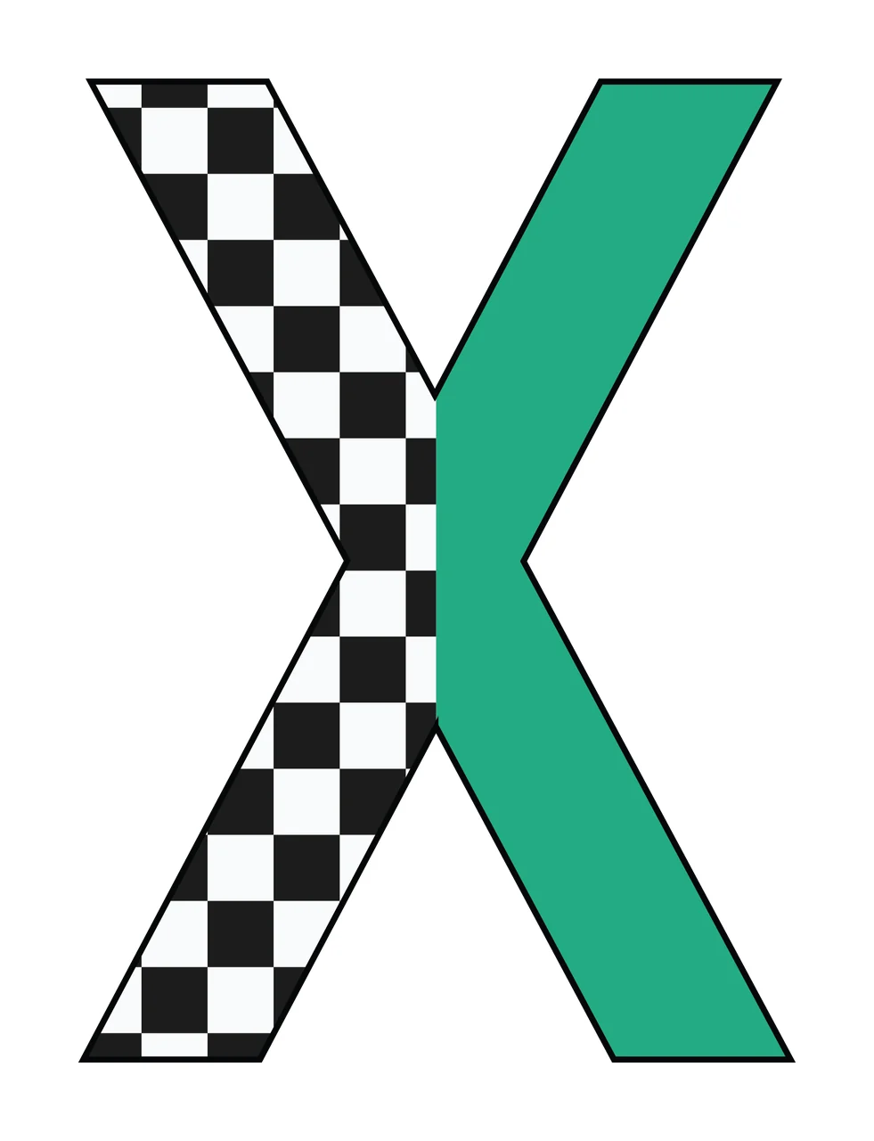 Can Glass Wrap X Letter Checkered And Green