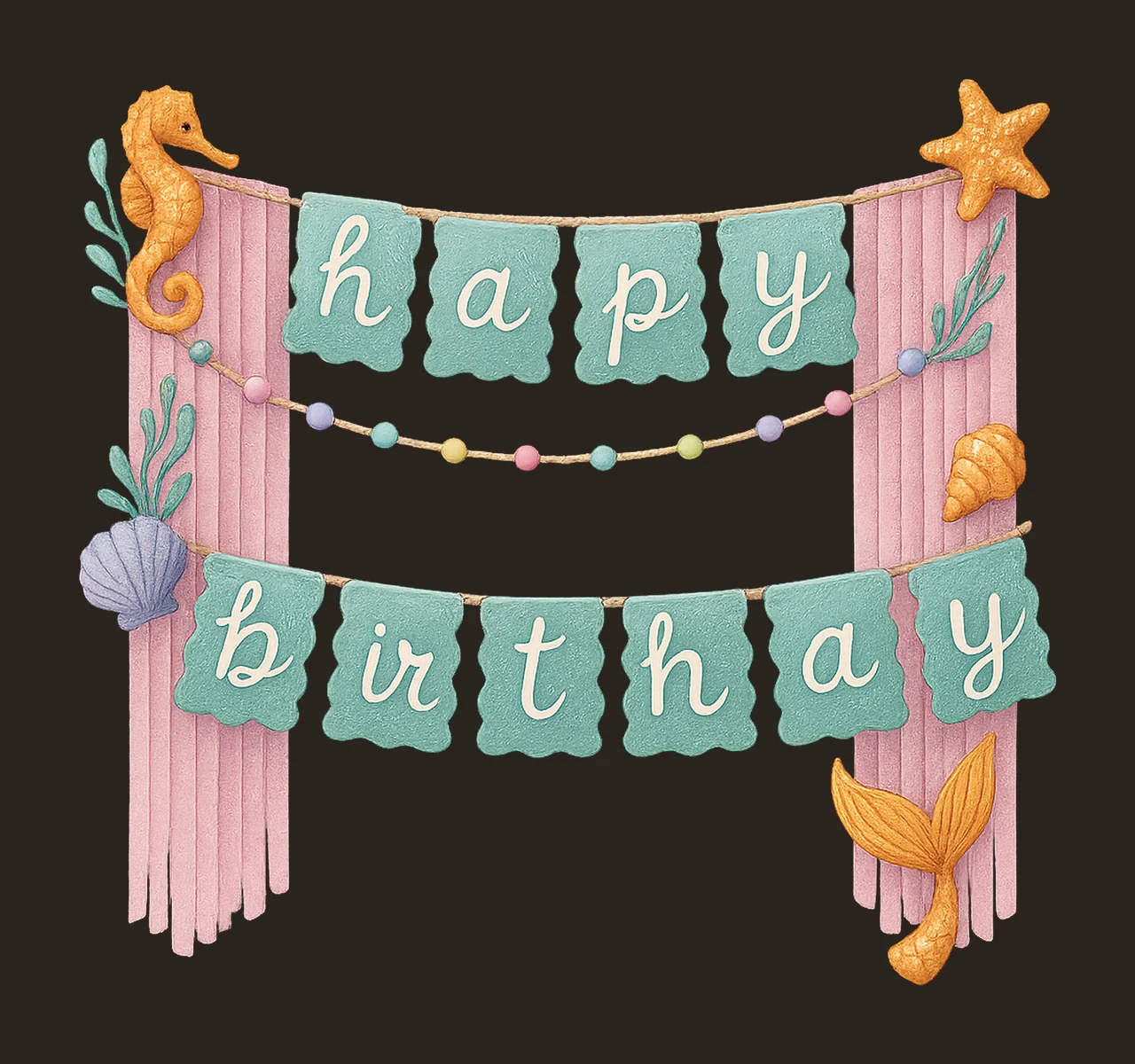 Luxurious Mermaid Birthday Banner Party Decorations Mermaid contrast preview thumbnail