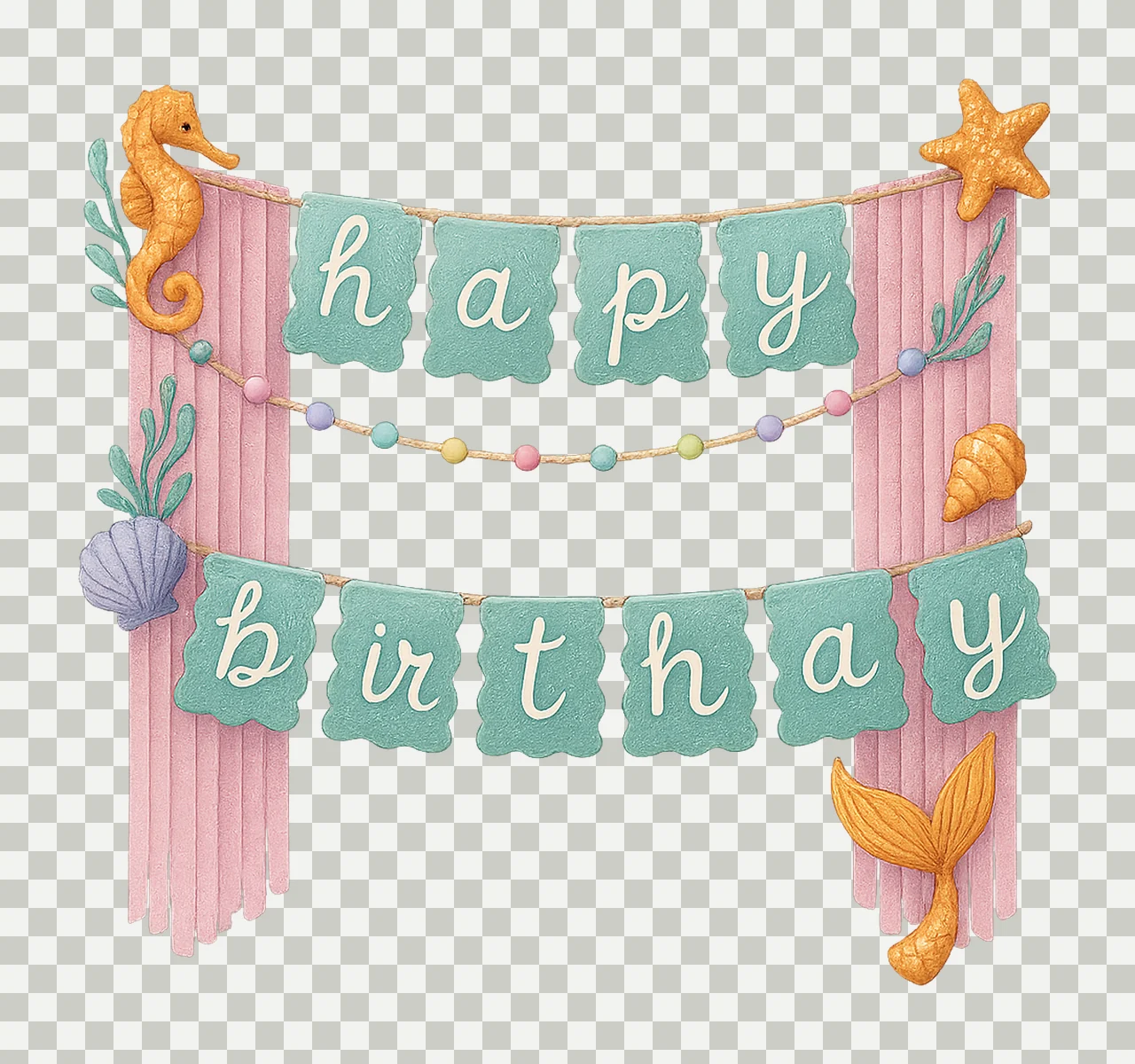 Luxurious Mermaid Birthday Banner Party Decorations Mermaid transparency and detail preview thumbnail