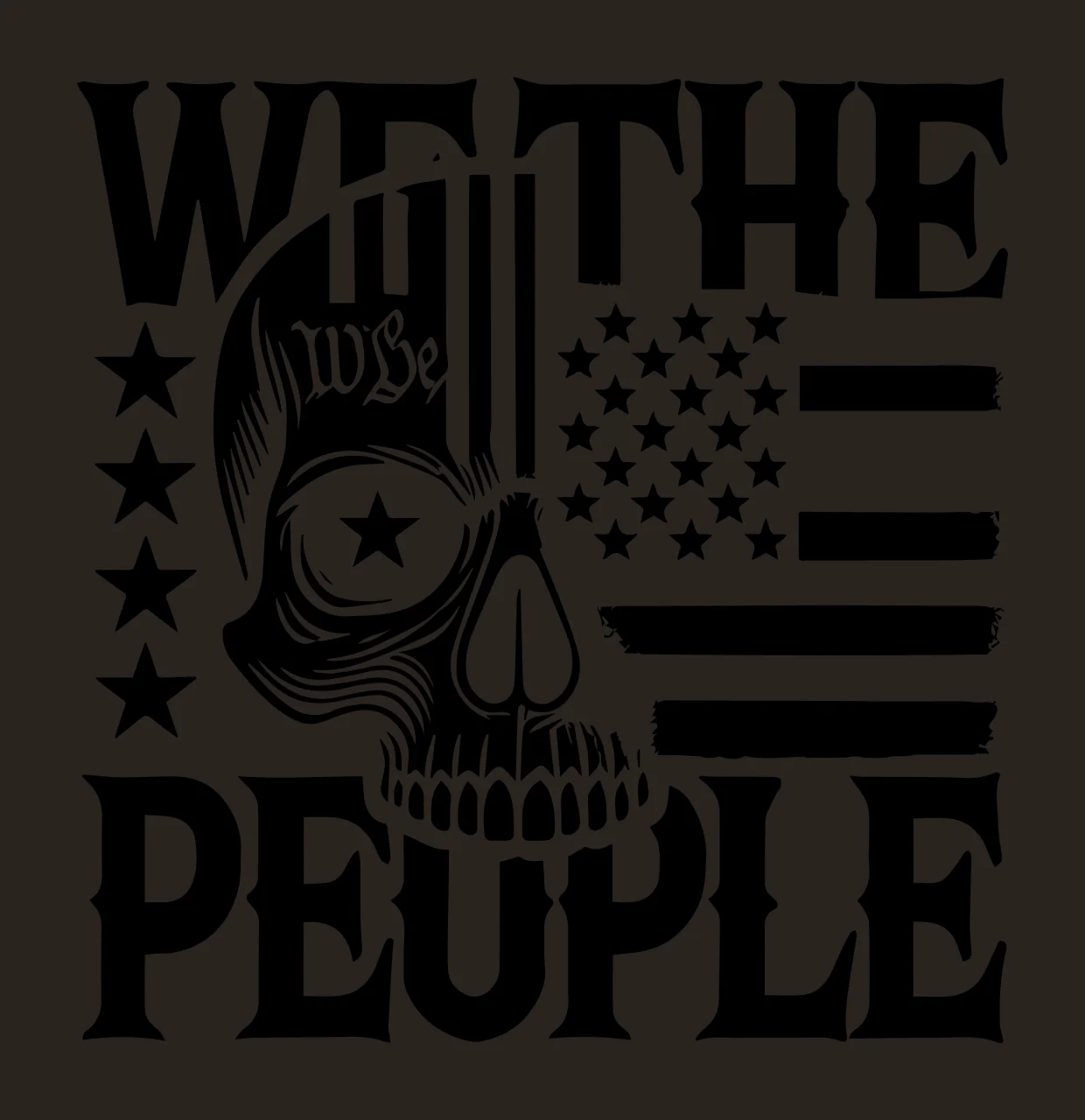 We The People Skull Flag Graphic overlaying star detailed line drawing contrast preview thumbnail