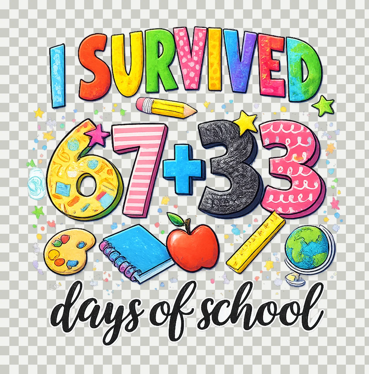 Survived 100 Days Of School Survived 67 Days Of Variation B transparency and detail preview thumbnail