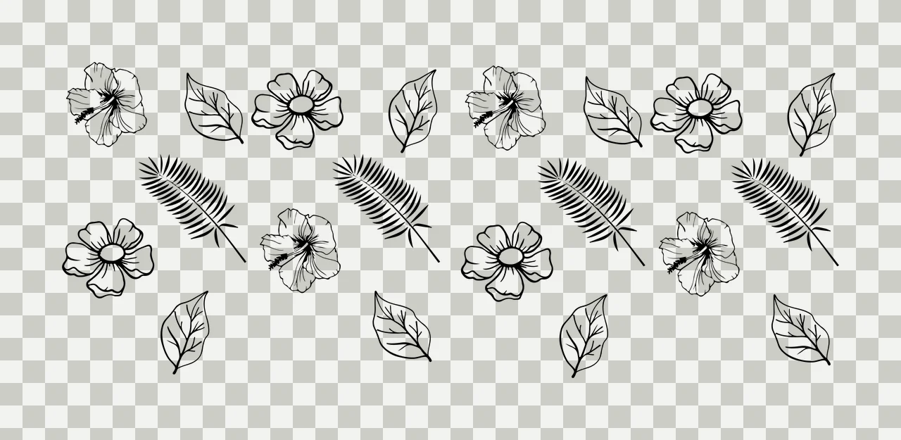 Can Glass Wrap Floral And Tropical Leaf Line Plants Repeating transparency and detail preview thumbnail