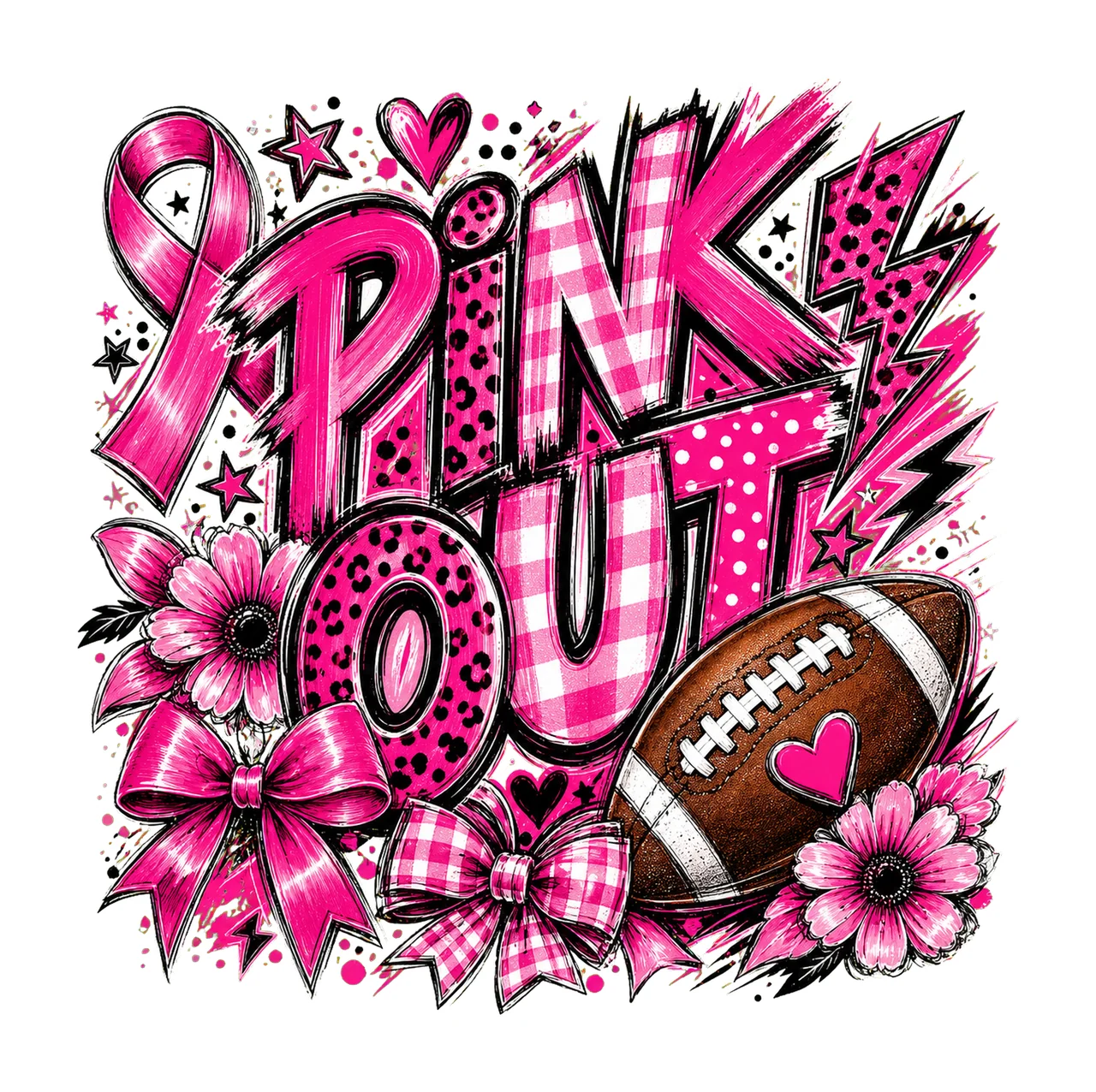 Pink Out Breast Cancer Football Breast Cancer Variation C