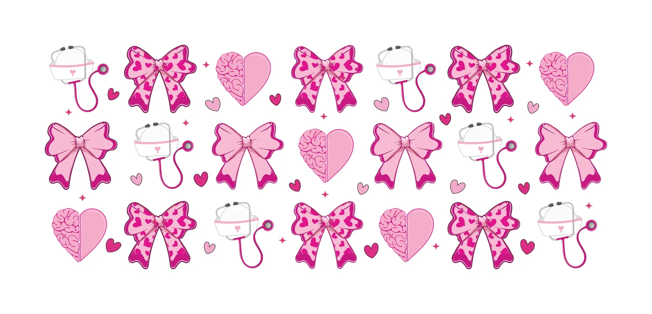 Bow Bows And Hearts Silhouette Pattern heart star black white