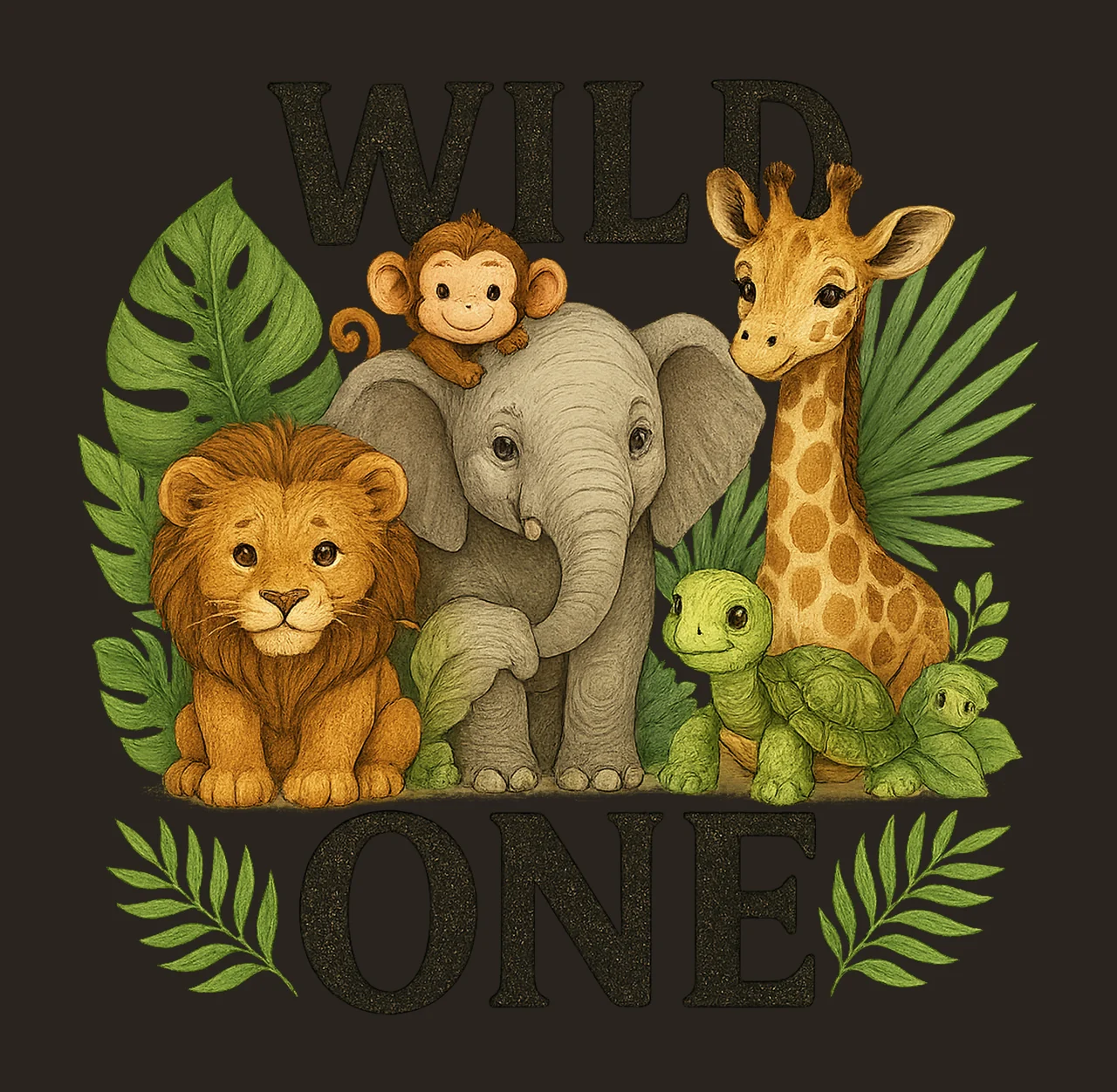 Wild One Safari Animals 1st Birthday Shirt Transfer Jungle contrast preview thumbnail