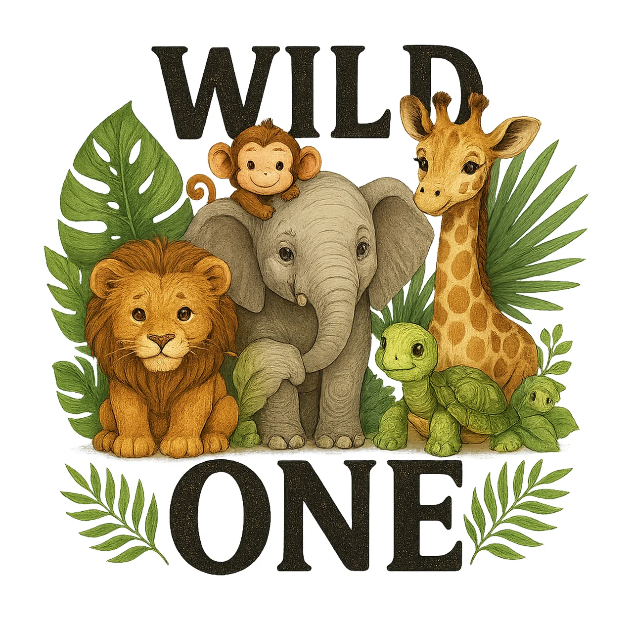 Wild One Safari Animals 1st Birthday Shirt Transfer Jungle