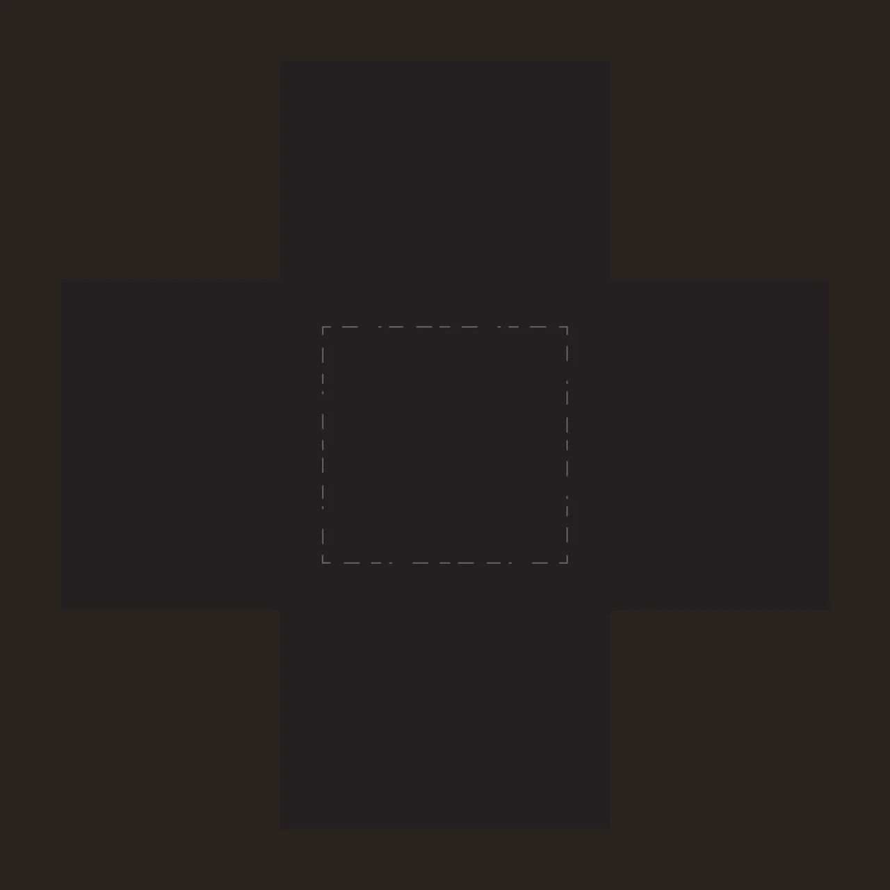 Cross-shaped box template Illustration with black cross-shaped box and dashed rectangle contrast preview thumbnail