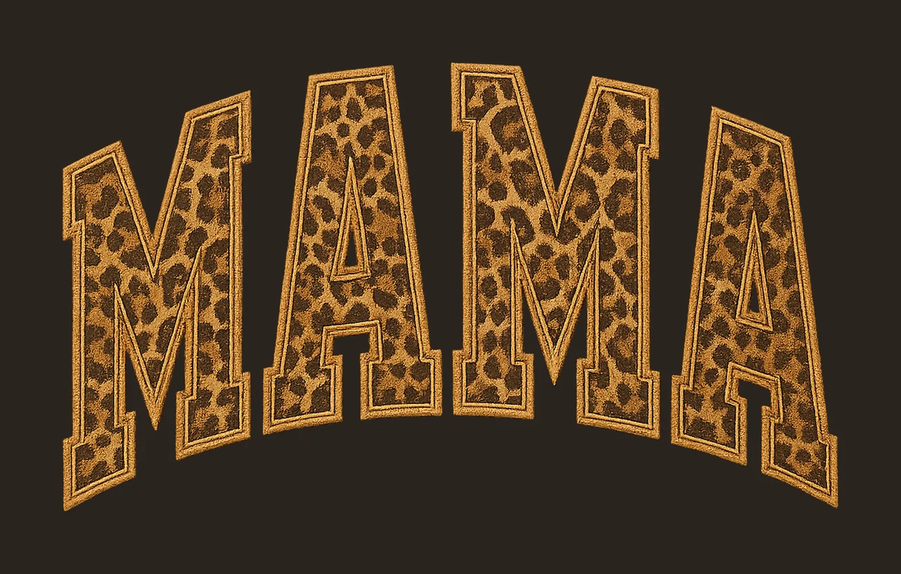 Mama Text With Leopard Print pattern typography brown black contrast preview thumbnail