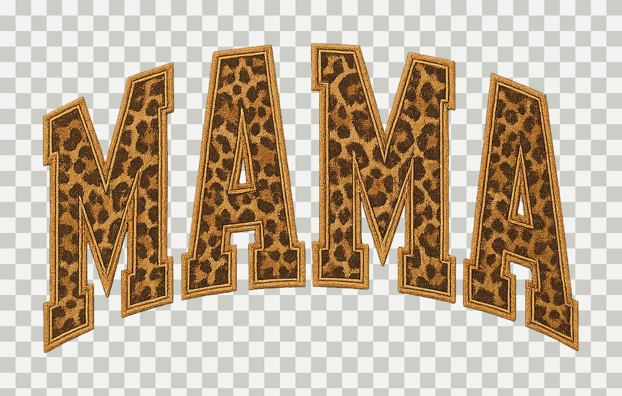 Mama Text With Leopard Print pattern typography brown black transparency and detail preview thumbnail