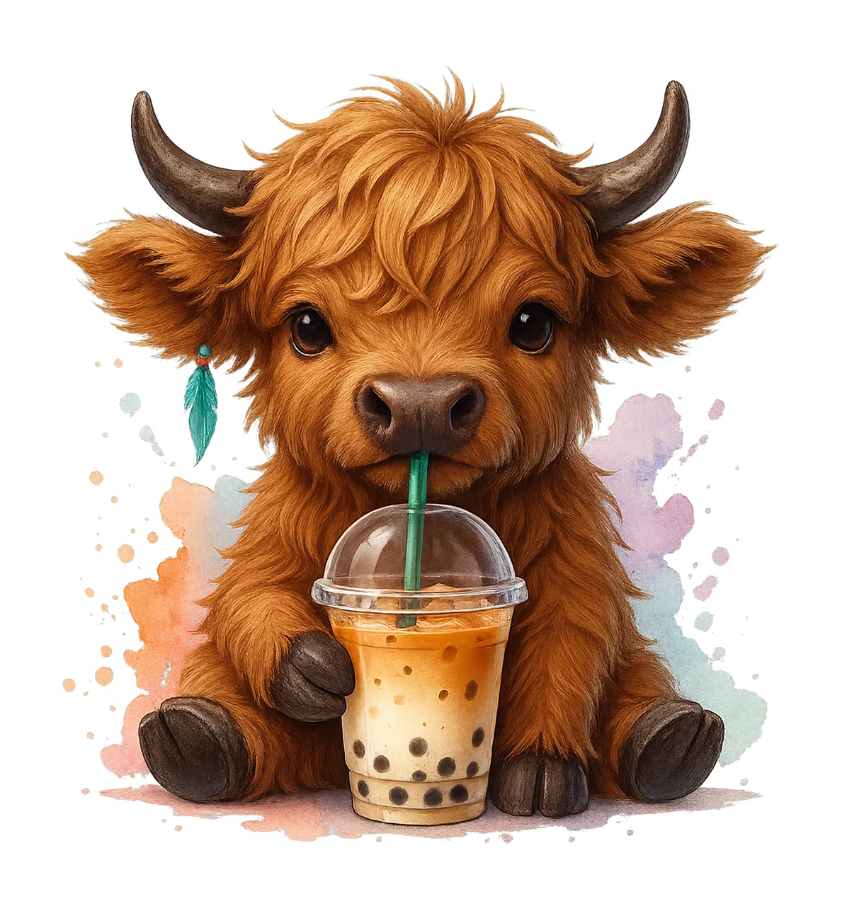 Highland Cow Coffee Ice Coffee Cute Cow Artwork Iced Coffee