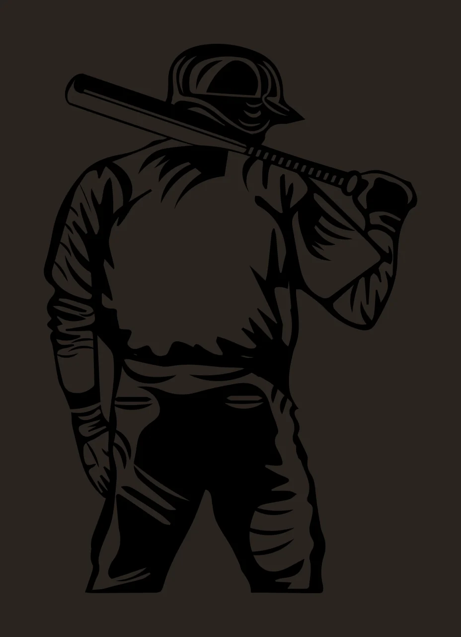 Baseball Player Silhouette Holding A Bat Over Their uniform contrast preview thumbnail